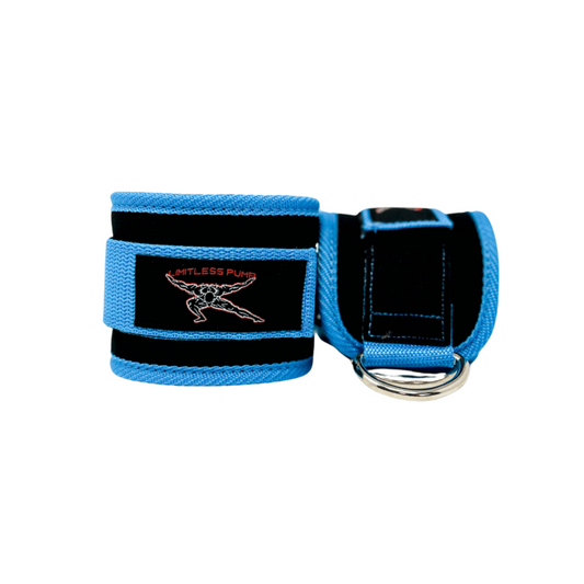 blue ankle straps for the gym - limitless pump 